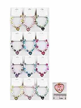 12 Piece Embossed Heart Charm Beaded Bracelets NWTs